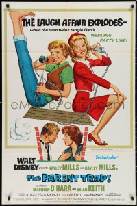 9t1823 PARENT TRAP style A 1sh R1968 Disney, Hayley Mills as twins, Maureen O'Hara, Brian Keith!