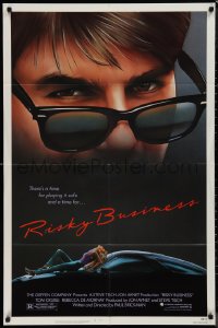 9t1889 RISKY BUSINESS 1sh 1983 classic c/u art of Tom Cruise in cool shades by Drew Struzan!