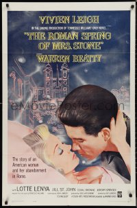 9t1901 ROMAN SPRING OF MRS. STONE 1sh 1961 c/u of Warren Beatty about to kiss Vivien Leigh!