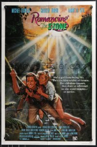 9t1903 ROMANCING THE STONE 1sh 1984 Robert Zemeckis, art of Michael Douglas & Kathleen Turner!