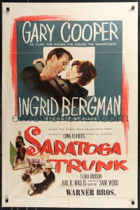 9t1914 SARATOGA TRUNK 1sh 1945 c/u of Gary Cooper about to kiss Ingrid Bergman, by Edna Ferber!