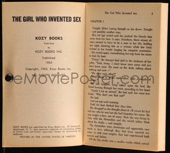 9t0780 Girl Who Invented Sex Paperback Book 1963