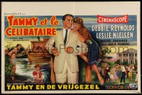 9w0715 TAMMY & THE BACHELOR Belgian 1957 artwork of Debbie Reynolds seducing Leslie Nielsen!