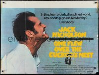 9w0785 ONE FLEW OVER THE CUCKOO'S NEST British quad 1976 great c/u of Jack Nicholson, Forman classic