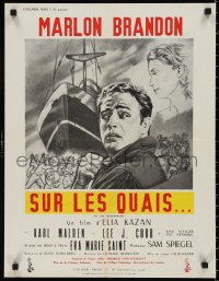 9w0969 ON THE WATERFRONT French 20x26 1955 directed by Elia Kazan, classic Marlon Brando, rare!