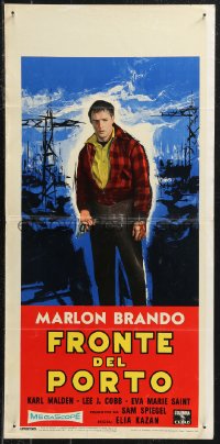 9w0271 ON THE WATERFRONT Italian locandina R1960 directed by Elia Kazan, art of Marlon Brando!