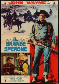 9w0552 WYOMING OUTLAW Italian 26x38 pbusta R1960s John Wayne, The 3 Mesquiteers!