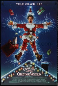 9w1324 NATIONAL LAMPOON'S CHRISTMAS VACATION DS 1sh 1989 Consani art of Chevy Chase, yule crack up!