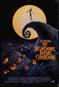 9w1328 NIGHTMARE BEFORE CHRISTMAS DS 1sh 1993 Tim Burton, Disney, great Halloween horror image!