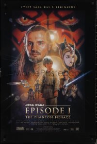 9w1344 PHANTOM MENACE style B DS 1sh 1999 George Lucas, Star Wars Episode I, Drew Struzan art!