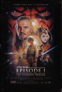 9w1346 PHANTOM MENACE style B fan club 1sh 1999 George Lucas, Star Wars Episode I, Drew Struzan art!