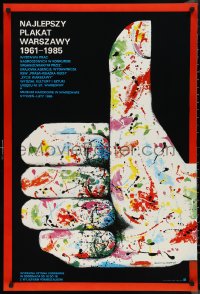 9w0886 NAJLEPSZY PLAKAT WARSZAWY 1961-1985 exhibition Polish 26x38 1986 colorful art of a hand by Hubert Hilscher!