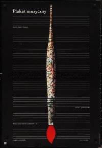 9w0897 PLAKAT MUZYCZNY exhibition Polish 26x39 1980 art of paint brush by Hubert Hilscher!