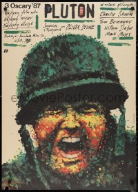 9w0899 PLATOON Polish 26x37 1988 Oliver Stone, different Pagowski art of Vietnam war soldier!