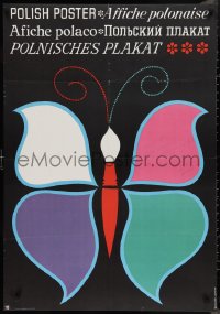 9w0901 POLISH POSTER Polish 27x38 1970s Herbert Hilscher artwork of a paintbrush butterfly!