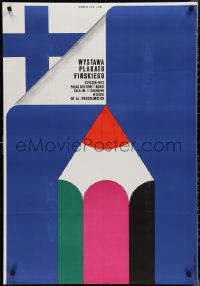 9w0926 WYSTAWA PLAKATU FINSKIEGO exhibition Polish 27x39 1972 Hubert Hilscher art of pencil and flag!