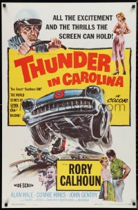 9w1451 THUNDER IN CAROLINA 1sh 1960 Rory Calhoun, artwork of the World Series of stock car racing!