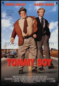 9w1454 TOMMY BOY int'l 1sh 1995 great full-length image of screwballs Chris Farley & David Spade!