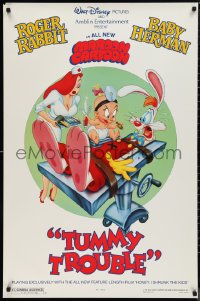 9w1466 TUMMY TROUBLE DS 1sh 1989 Roger Rabbit & sexy Jessica with doctor Baby Herman, rated style!