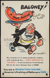 9w0102 PRODUCTION SOLDIER baloney style 14x22 WWII war poster 1941 defense, Hungerford art!