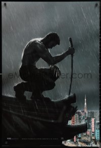 9w1486 WOLVERINE style B int'l teaser DS 1sh 2013 barechested Jackman kneeling on rooftop in rain!