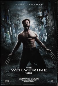 9w1485 WOLVERINE style C int'l teaser DS 1sh 2013 barechested Hugh Jackman kneeling w/ claws out!