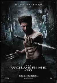 9w1484 WOLVERINE style D int'l teaser DS 1sh 2013 barechested Hugh Jackman w/ claws out & sword!