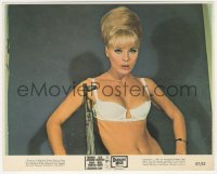 9y1165 DEADLIER THAN THE MALE color 8x10 still 1967 sexy half naked Elke Sommer with automatic gun!