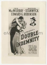 9y1181 DOUBLE INDEMNITY 5.25x7 still 1944 art of Stanwyck, MacMurray & Robinson used on one-sheet!