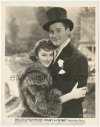 9y1201 FOUR'S A CROWD 8x10.25 still 1938 best portrait of Olivia De Havilland hugging Errol Flynn!