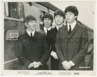 9y1217 HARD DAY'S NIGHT 8x10.25 still 1964 portrait of Beatles Paul, John, Ringo & George by train!