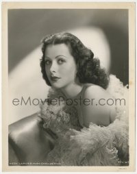 9y1218 HEDY LAMARR 8x10.25 still 1940s sexy MGM studio portrait w/feathers & showing bare shoulder!