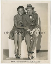 9y1248 MAKE ME A STAR 8x10.25 still 1932 great seated portrait of smiling Joan Blondell & Stu Erwin!