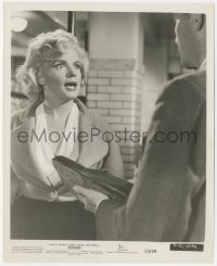 9y1273 NIAGARA 8.25x10 still 1953 close up of shocked Marilyn Monroe with man holding shoe!