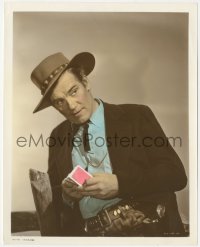 9y1280 OUTLAW color-glos 8x10.25 still 1941 c/u of Walter Huston as Doc Holliday with playing cards!