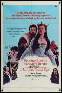 9y1463 ANNE OF THE THOUSAND DAYS style D 1sh 1970 c/u of King Richard Burton & Genevieve Bujold!