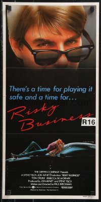 9y0393 RISKY BUSINESS Aust daybill 1983 classic close up artwork image of Tom Cruise in cool shades!