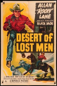 9y1543 DESERT OF LOST MEN 1sh 1951 cowboy Allan Rocky Lane & his stallion Black Jack!