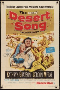 9y1544 DESERT SONG 1sh 1953 great montage art with Gordon McRae holding sexy Kathryn Grayson!