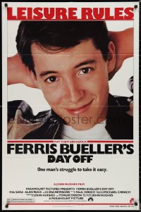 9y1567 FERRIS BUELLER'S DAY OFF 1sh 1986 c/u of Matthew Broderick in John Hughes teen classic!