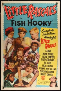 9y1569 FISH HOOKY 1sh R1952 Our Gang, Mickey Daniels, Mary Kornman, 'Spanky' McFarland, Moore!