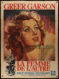 9y1838 DESIRE ME French 1p 1949 different art of Nazi prison camp survivor Greer Garson, ultra rare!