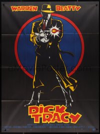 9y1844 DICK TRACY French 1p 1990 Kwan art of Warren Beatty as Chester Gould's classic detective!