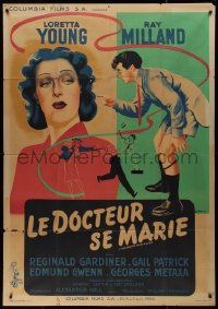 9y1848 DOCTOR TAKES A WIFE French 1p 1947 Ray Milland & sexy Loretta Young by Finel, ultra rare!