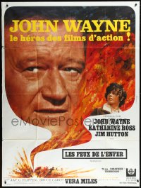 9y1893 HELLFIGHTERS French 1p 1969 John Wayne as fireman Red Adair, Ross, different Ferracci art!