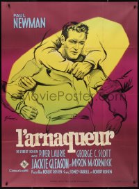 9y1896 HUSTLER French 1p 1962 completely different art of restrained Paul Newman by Grinsson!