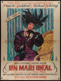 9y1902 IDEAL HUSBAND French 1p 1949 art of Paulette Goddard, Oscar Wilde, Alexander Korda, rare!