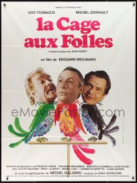 9y1930 LA CAGE AUX FOLLES French 1p 1979 Bourduge art of Ugo Tognazzi & top stars as birds!