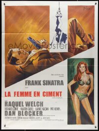 9y1935 LADY IN CEMENT French 1p 1969 different art of Frank Sinatra & sexy Raquel Welch by Grinsson!