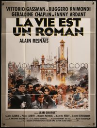 9y1947 LIFE IS A BED OF ROSES DS printer's test French 1p 1983 Resnais, Gassman, cool Bilal art!